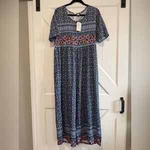 Boutique Floral Blue Jumpsuit